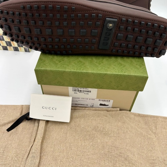Men’s Gucci interlocking G leather Driver loafers size 14 made in Italy - Picture 7 of 11